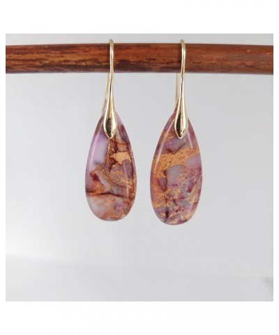 Natural jasper earrings with 14K Gold plated stainless steel Hooks Turquoise $19.42 Earrings