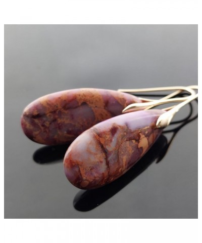 Natural jasper earrings with 14K Gold plated stainless steel Hooks Turquoise $19.42 Earrings