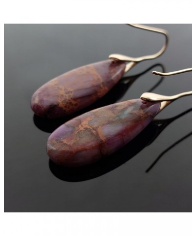 Natural jasper earrings with 14K Gold plated stainless steel Hooks Turquoise $19.42 Earrings