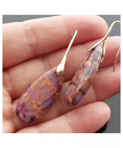 Natural jasper earrings with 14K Gold plated stainless steel Hooks Turquoise $19.42 Earrings