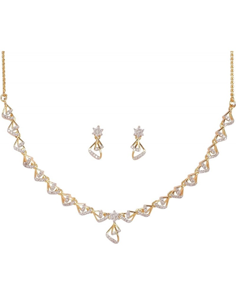 By Touchstone Indian Bollywood Handcrafted Elegant Innovative Look Cubic Zirconia CZs Designer Jewelry Necklace Set in Gold o...