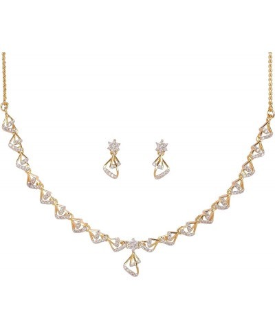 By Touchstone Indian Bollywood Handcrafted Elegant Innovative Look Cubic Zirconia CZs Designer Jewelry Necklace Set in Gold o...