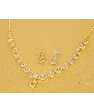 By Touchstone Indian Bollywood Handcrafted Elegant Innovative Look Cubic Zirconia CZs Designer Jewelry Necklace Set in Gold o...