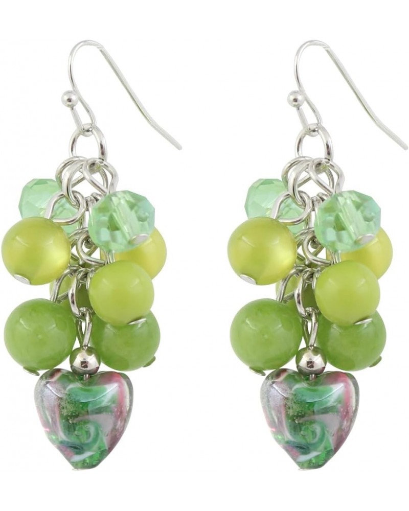 Handmade Beads Earrings for Women Drop Cluster Beaded Earrings Dangling Cute Heart Hook Earring for Teen Gril Green $9.68 Ear...