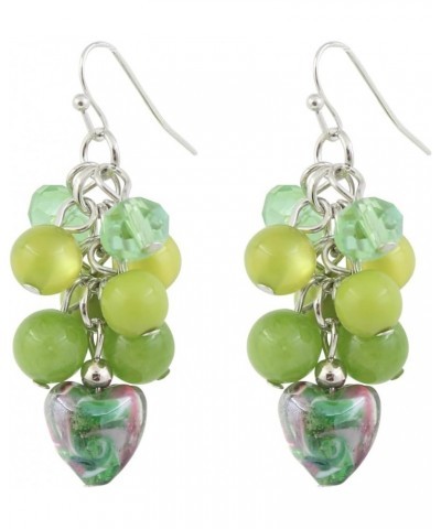 Handmade Beads Earrings for Women Drop Cluster Beaded Earrings Dangling Cute Heart Hook Earring for Teen Gril Green $9.68 Ear...