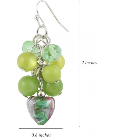 Handmade Beads Earrings for Women Drop Cluster Beaded Earrings Dangling Cute Heart Hook Earring for Teen Gril Green $9.68 Ear...