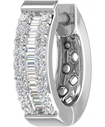 0.12 Carat Diamond Hoop & Huggies Earring in 10K Gold (Single Piece) White Gold $44.95 Earrings