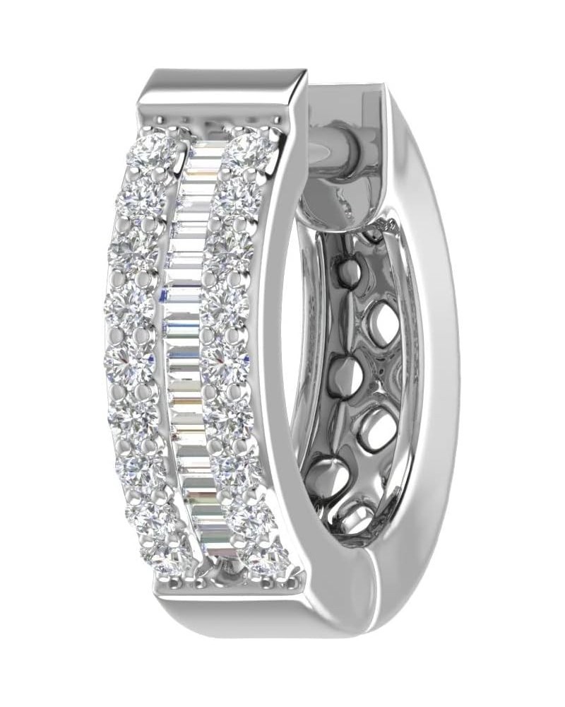 0.12 Carat Diamond Hoop & Huggies Earring in 10K Gold (Single Piece) White Gold $44.95 Earrings