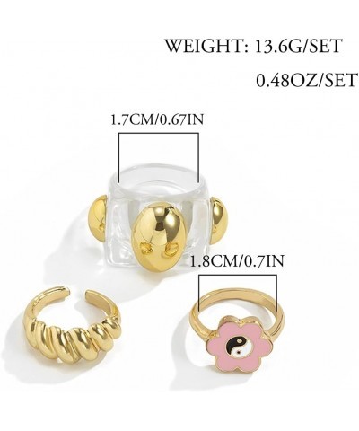 Trendy Resin Arcrylic Rings Geometric Knuckle Rings Sets Stackable Joint Finger Rings Y2K Midi Summer Ring Jewelry for Women ...