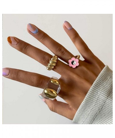 Trendy Resin Arcrylic Rings Geometric Knuckle Rings Sets Stackable Joint Finger Rings Y2K Midi Summer Ring Jewelry for Women ...