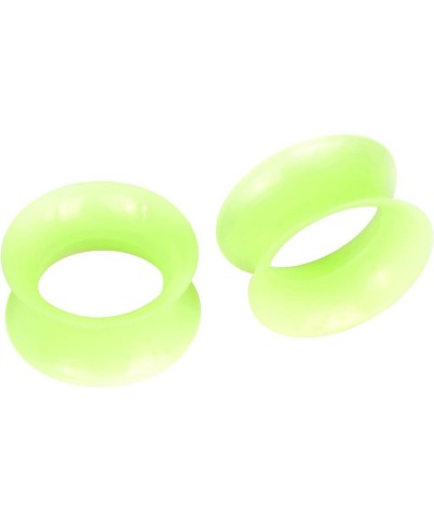 2 Pcs Luminous Extra Soft Silicone Flexible Ear Skin Tunnels Plugs Expanders Gauges Hollow Body Piercing 2G-3/4 Green 00G(10m...