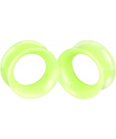 2 Pcs Luminous Extra Soft Silicone Flexible Ear Skin Tunnels Plugs Expanders Gauges Hollow Body Piercing 2G-3/4 Green 00G(10m...