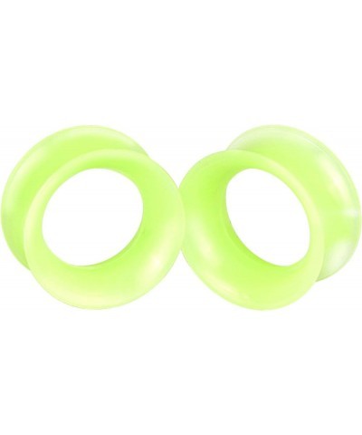 2 Pcs Luminous Extra Soft Silicone Flexible Ear Skin Tunnels Plugs Expanders Gauges Hollow Body Piercing 2G-3/4 Green 00G(10m...