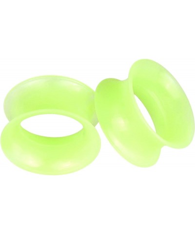 2 Pcs Luminous Extra Soft Silicone Flexible Ear Skin Tunnels Plugs Expanders Gauges Hollow Body Piercing 2G-3/4 Green 00G(10m...