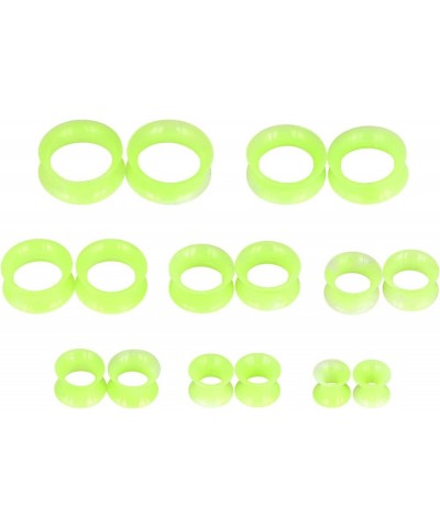 2 Pcs Luminous Extra Soft Silicone Flexible Ear Skin Tunnels Plugs Expanders Gauges Hollow Body Piercing 2G-3/4 Green 00G(10m...