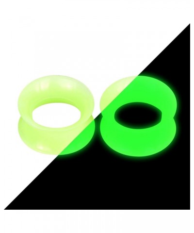 2 Pcs Luminous Extra Soft Silicone Flexible Ear Skin Tunnels Plugs Expanders Gauges Hollow Body Piercing 2G-3/4 Green 00G(10m...