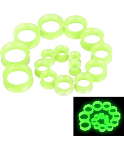 2 Pcs Luminous Extra Soft Silicone Flexible Ear Skin Tunnels Plugs Expanders Gauges Hollow Body Piercing 2G-3/4 Green 00G(10m...