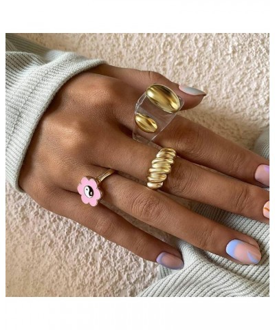 Trendy Resin Arcrylic Rings Geometric Knuckle Rings Sets Stackable Joint Finger Rings Y2K Midi Summer Ring Jewelry for Women ...