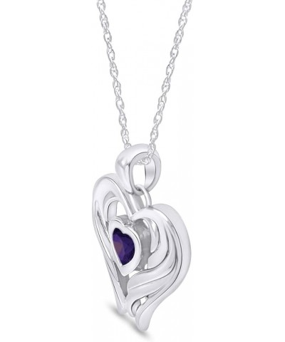 Simulated Birthstones Angel Wing Heart Pendant Necklace in 14k White Gold Over Sterling Silver Simulated Alexandrite $31.34 N...