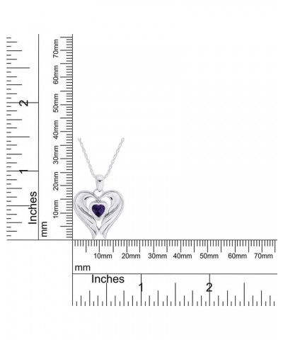 Simulated Birthstones Angel Wing Heart Pendant Necklace in 14k White Gold Over Sterling Silver Simulated Alexandrite $31.34 N...