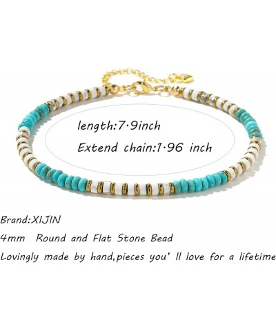 Natural Stone Beaded Anklets for Women Handmade Beach Boho Turquoise Beads Ankle Bracelet Jewelry Gift for Her A $8.09 Anklets