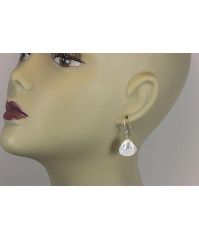 White Mother of Pearl Earrings Smooth Fat Simple MOP Tear Drops Everyday Dangles Sterling Silver $19.80 Earrings