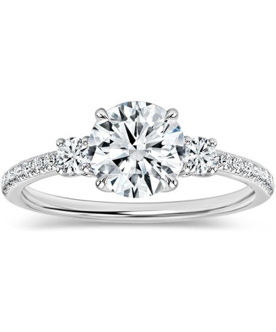 Round Lab Grown White Diamond Classic Three Stone Engagement Ring for Women in 925 Sterling Silver 6.5 1.00 Carat $93.06 Rings