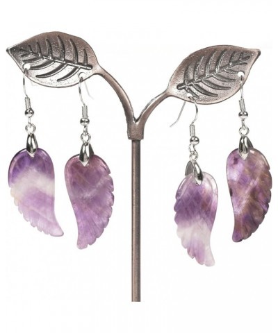 Gemstone Crystal Healing Reiki Chakra Handmade Angel Wing Dangle Earrings Amethyst $8.84 Earrings