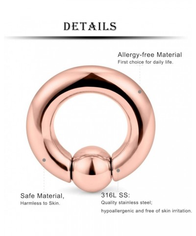 2G 4G 6G 8G Large Septum Rings Ear Gauges Earrings 316L Surgical Steel Cpative Bead Rose Gold PA Ring Weight Ear Lobe Earring...