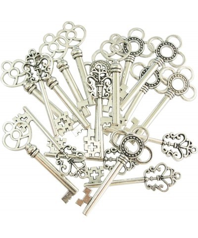 Mixed Set of 30 Vintage Old Look Skeleton Keys Fancy Heart Bow Necklace Pendants (Bronze) 30PCS Silver $6.23 Necklaces