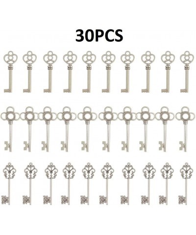 Mixed Set of 30 Vintage Old Look Skeleton Keys Fancy Heart Bow Necklace Pendants (Bronze) 30PCS Silver $6.23 Necklaces