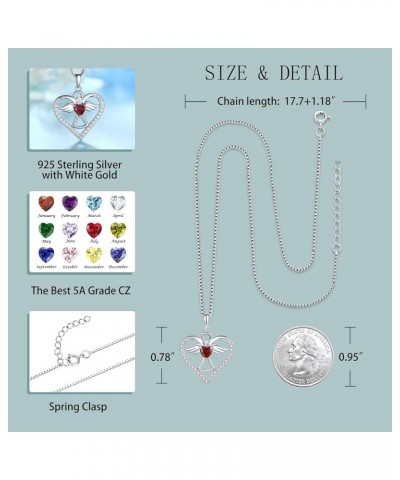 Guardian Angel Necklace 925 Sterling Silver Love Heart Angel Pendant with AAAAA CZ, Gift for Her October - Tourmaline $32.50 ...