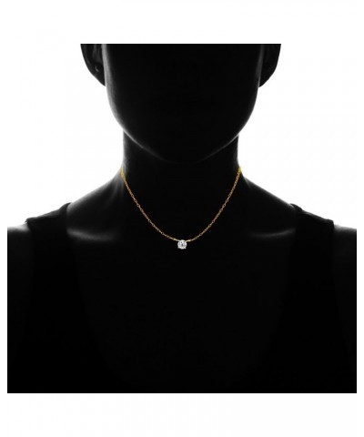 Gold Flash Sterling Silver Small Solitaire Genuine, Created or Simulated Gemstone Birthstone Choker Necklace April - CZ $13.1...