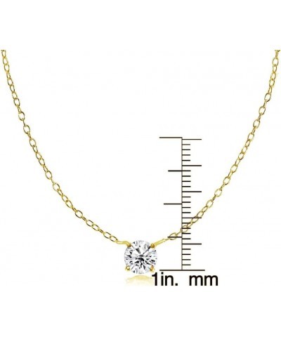 Gold Flash Sterling Silver Small Solitaire Genuine, Created or Simulated Gemstone Birthstone Choker Necklace April - CZ $13.1...