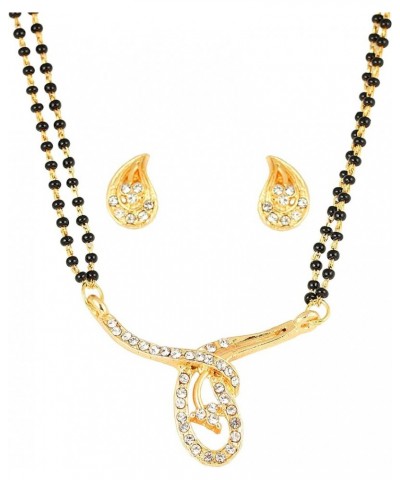 Indian Bollywood Wedding Bridal Traditional Symbolic Designer Jewelry Mangalsutra Set Black Beads in Gold or Silver Tone for ...