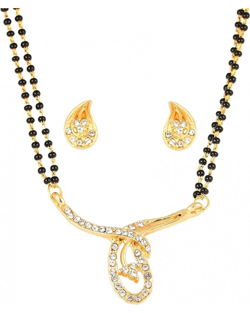 Indian Bollywood Wedding Bridal Traditional Symbolic Designer Jewelry Mangalsutra Set Black Beads in Gold or Silver Tone for ...