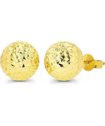 Solid 14K Yellow or White Gold 6mm-12mm Diamond Cut Ball Stud Earrings For Women | 14K Gold Backs | Italian Hypoallergenic St...