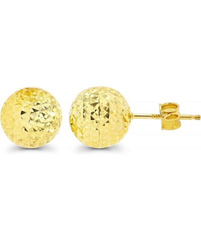 Solid 14K Yellow or White Gold 6mm-12mm Diamond Cut Ball Stud Earrings For Women | 14K Gold Backs | Italian Hypoallergenic St...