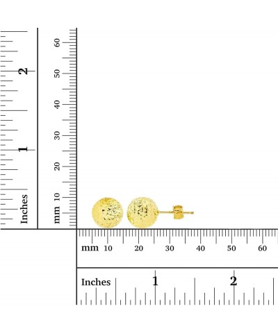 Solid 14K Yellow or White Gold 6mm-12mm Diamond Cut Ball Stud Earrings For Women | 14K Gold Backs | Italian Hypoallergenic St...