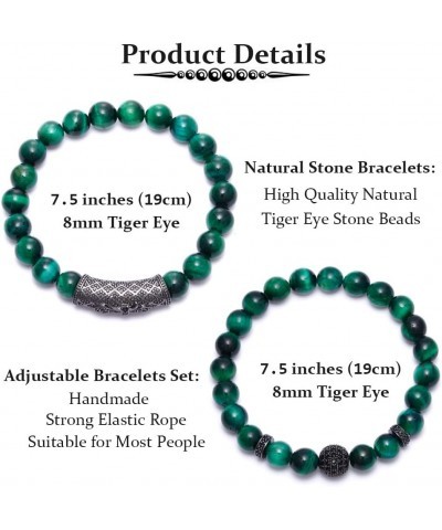 8mm Tiger Eye Stone Beads Bracelet Elastic Natural Stone Yoga Bracelet for Women Men D $10.44 Bracelets