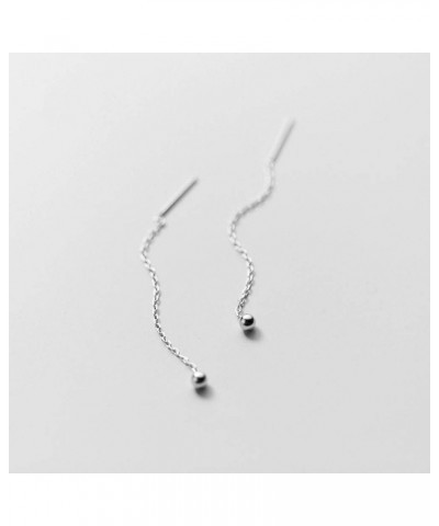 Threader Bead Tassel Drop Earrings for Women Girls S925 Sterling Silver 2mm Tiny Ball Long Chain Dangle Minimalism Ear Pierci...