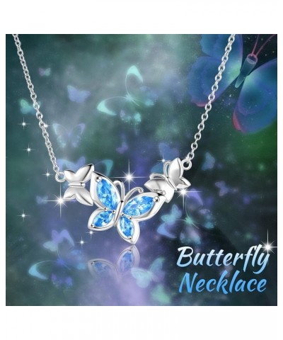 Butterfly Choker Necklace s925 Sterling Silver Birthstone Pendant Necklace Jewelry Gifts for Women Teen Girls Girlfriend Wife...