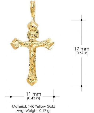 14K Yellow Gold Religious Crucifix Charm Pendant with 0.6mm Box Chain Necklace 18.0 Inches $53.44 Necklaces