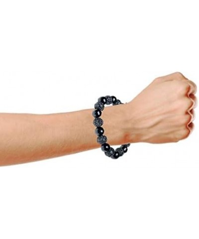 Black Navy Blue Gold Tone Bead Pave Crystal Ball Bracelet Women For Men Cord String Adjustable 12MM Navy $15.67 Bracelets