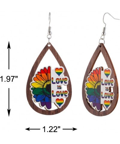 Women LGBT Pride Rainbow Wood Lesbian Earrings Flower $9.85 Earrings