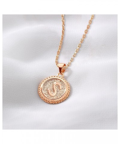 Women Girl 14K Gold Plated Bead Around Initial Letter A-Z Necklace-Rose Gold Silver Gift for Daughter Niece Wife 08-Rose Gold...