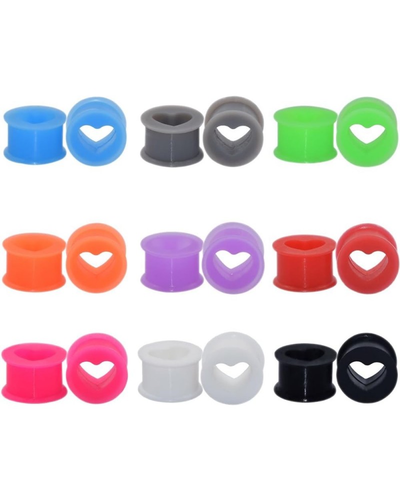 Silicone Gauges Set Hard & Soft Colorful Tunnels for Ears Stretching Earrings 6G-25mm 18 PC Hard | Heart | 0G(8mm) $8.79 Body...