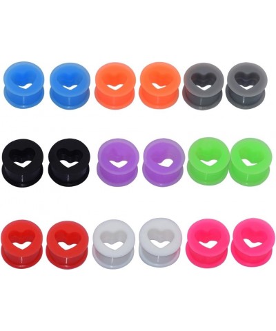 Silicone Gauges Set Hard & Soft Colorful Tunnels for Ears Stretching Earrings 6G-25mm 18 PC Hard | Heart | 0G(8mm) $8.79 Body...