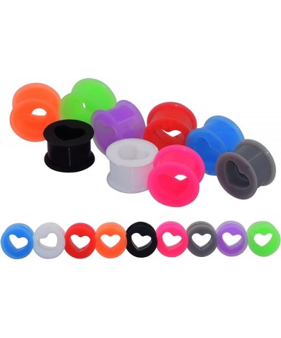 Silicone Gauges Set Hard & Soft Colorful Tunnels for Ears Stretching Earrings 6G-25mm 18 PC Hard | Heart | 0G(8mm) $8.79 Body...