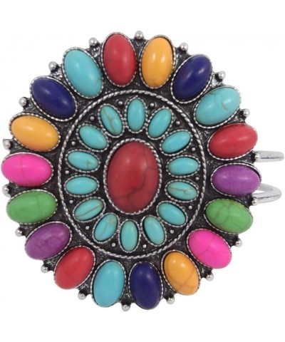 Southwestern Bohemian Multicolor Howlite Stone Squash Blossom Hinge Bracelet $14.76 Bracelets